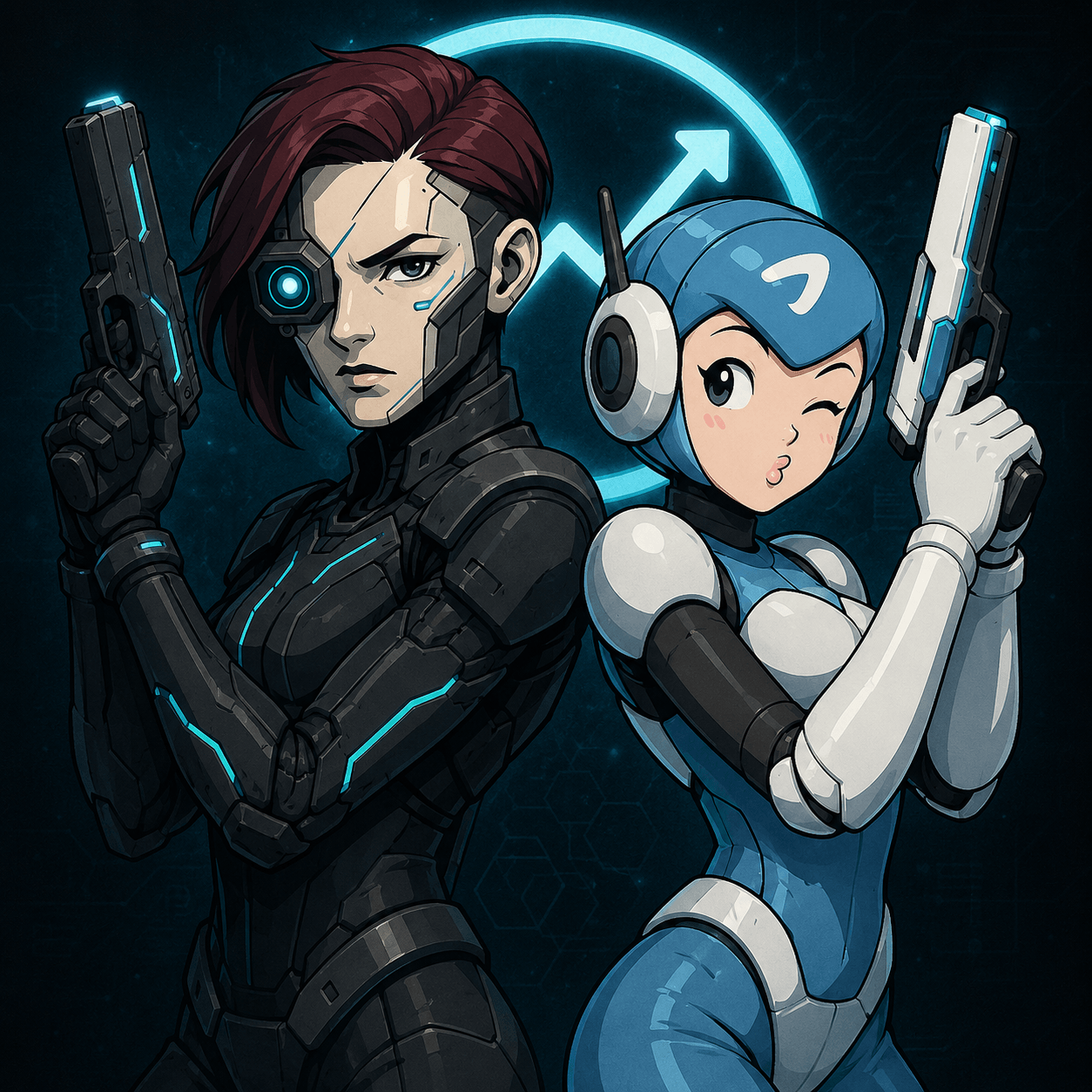 Deeva and Toki, Yieldcraft’s two characters, standing side by side